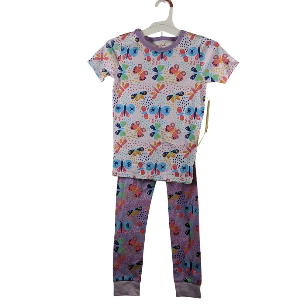 Butterfly Pajama Set Girls Sleepwear Cat Jack Shirt‎ Pants 10 2 Piece Purple